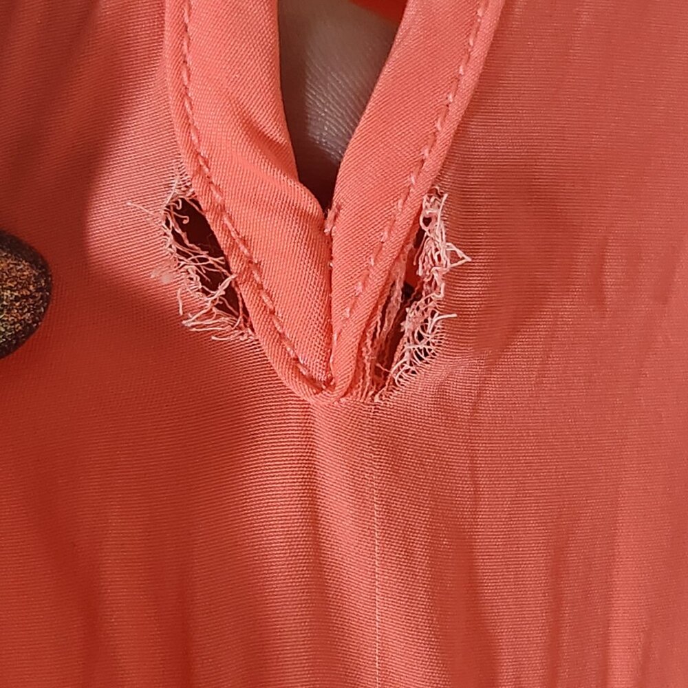 CALYPSO St. Barth Coral & Gold Maxi Dress Embroidered Sequin Sz XS DAMAGED - Picture 15 of 16